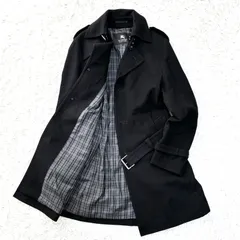 美品 BURBERRY BLACK LABEL バーバリーブラックレーベル ノバチェック ウール トレンチコート ブラック 黒 ベルト Dカン Lサイズ 3 メンズ アウター 三陽商会 希少