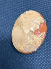 【ヴィンテージ】カメオ風 ブローチ 女性像 アンティーク調 昭和レトロ レトロ