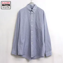 90s vintage LANDS' END ストライプ柄 ボタンダウン 長袖シャツ メンズ XLサイズ相当 ビッグサイズ オーバーサイズ