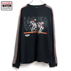 00s USA製 HARLEY DAVIDSON プリント 長袖Ｔシャツ メンズ 表記Lサイズ