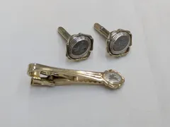 N【ヴィンテージ】Burberry バーバリー ネクタイピン カフス セット 本体のみ