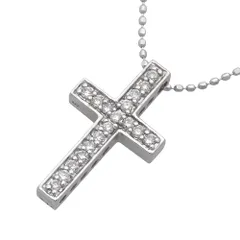 【本物保証】 新品同様 クロス ネックレス 約2.7g K18WG ホワイトゴールド メレダイヤモンド 0.18ct  十字架 ノーブランド No brand