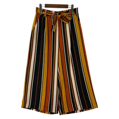 ZARA ザラ ストライプ ワイドパンツ sizeEUR M/ブラック×オレンジ