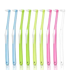 【送料無料】(9本5色入) ワンタフトブラシ 柔らかめ 超極細い 歯ブラシ 部分磨き 奥歯用 歯ブラシ 矯正用 歯ブラシ 小さいヘッド 部分用 歯間磨き 携帯用 歯間用