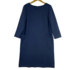 UNTITLED アンタイトル キーネック ウールワンピース size2/ネイビー
