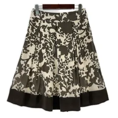 UNTITLED アンタイトル   総柄 フレア スカート size3/ベージュ×ダークブラウン