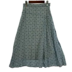 UNTITLED アンタイトル 総柄 シアー フレアロングスカート size2/ブルー