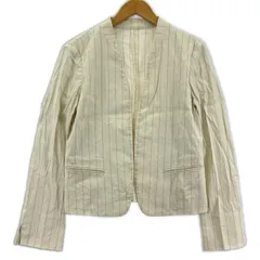 INED イネド ストライプノーカラージャケット size7/アイボリー
