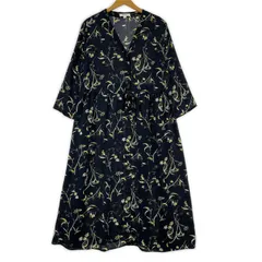 niko and... ニコアンド 花柄 Ⅴネックワンピース size4/ネイビー系
