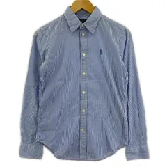 POLO RALPH LAUREN ポロ・ラルフローレン ワンポイントロゴ刺繡 ストライプ長袖シャツ size2/ブルー×ホワイト