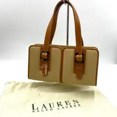 希少！美品！　RALPH LAUREN ラルフローレン　ハンドバッグ　レザー　キャンバス　ベージュ　ブラウン系