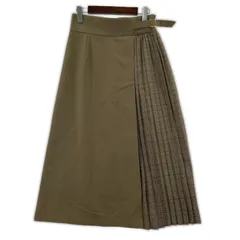 greenlabelrelaxing グリーンレーベルリラクシング ユナイテッドアローズ チェックプリーツ切替ロングスカート size38/ブラウン