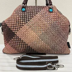 1222　GABS　ガブス　ハンドバッグ　 2way　ショルダーバッグ　ボルドー系　 レザー　イントレチャート　レディースのサムネイル