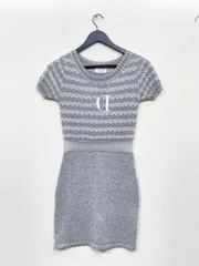 Darich ダーリッチ DD マリンボーダー ニットミニワンピース シアー 肌みせ ワンピース sizeF/グレー ■■レディース