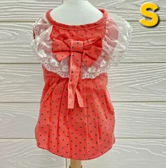 犬服　◇新品、未使用品、訳有り商品◇　ドット柄2段フリルワンピース　Sサイズ