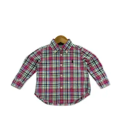 RALPH LAUREN ラルフローレン BD チェック長袖シャツ size12M 80/48/ピンク×ブルー×グリーン