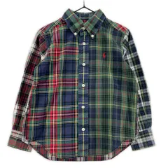 POLO RALPH LAUREN ポロ・ラルフローレン ボタンダウン チェック長袖シャツ size110/グリーン×ネイビー