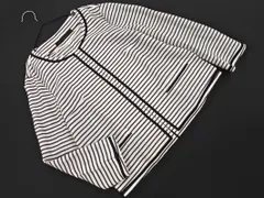 green label relaxing グリーンレーベルリラクシング ユナイテッドアローズ ボーダー ノーカラー ジャケット size40/白 ■◇ レディース