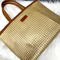 Kitamura キタムラ Kロゴレザーハンドバック A4トートバッグ ビニールコーティング革鞄 ブラウン ベージュ