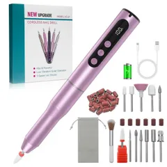 CGBE ネイルマシ コードレス: 電動 ネイルオフマシーン ジェルネイル オフ ネイルケア 12個セット 爪磨き 甘皮処理 角質除去 ネイルドリル 正逆回転 30000RPM 高速回転 5段階調整 USB充電 自宅サロン用 (ローズゴールド)