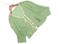 Ray Cassin レイカズン リブ Vネック カーディガン sizeF/緑xアイボリー ■◇ レディース