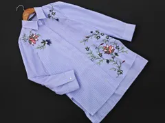 ZARA WOMAN ザラ ウーマン ストライプ フラワー刺繍 ブラウス シャツ sizeXS/白ｘ水色 ■◇ レディース