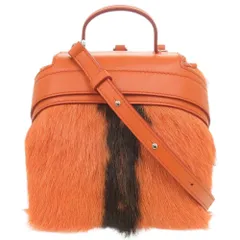 未使用 トッズ 3WAY ウェーブバッグ レザー/リアルファー オレンジ ハンドバッグ 1617 TOD’S