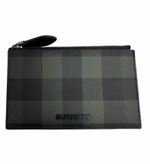 バーバリー BURBERRY CHECK ZIP CARD CASE チェック柄 ジップ カードケース コインケース フラグメントケース 8071680 ブラック グレー ブランド古着ベクトル 中古▲■260215