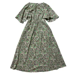  IENA イエナ 花柄ロングワンピース ベージュ グリーン レディース 36【ZK100】