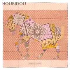 エルメス HERMES スカーフ カレ90 CARRE シルク ピンク×マルチカラー 【A CHEVAL SUR MON CARRE/カレの馬に乗って】  【箱】【中古】