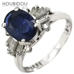 リング 指輪 ブルーサファイア 2.26ct ダイヤ 0.64ct ブルー✕プラチナシルバー 青 Pt900 プラチナ オーバルミックスカット ヘイローデザイン  14号【中古】