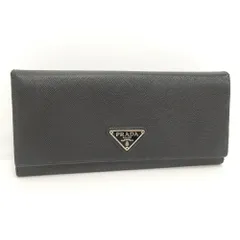 PRADA 二つ折り長財布 三角ロゴ サフィアーノレザー ブラック
