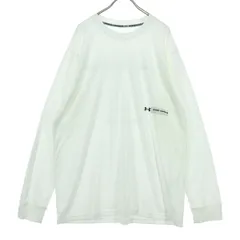 美品 UNDER ARMOUR アンダーアーマー バックプリント 長袖 丸襟 カットソー L ホワイト メンズ 古着