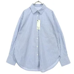 未使用 GU ジーユー ストライプ柄 長袖 オーバーサイズ シャツ XS ライトブルー レディース 古着