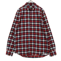 美品 LACOSTE ラコステ チェック柄 長袖 コットンシャツ 3 レッド系 レディース 古着