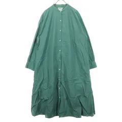 niko and... ニコアンド 長袖 ノーカラー ロング シャツワンピース M グリーン系 レディース 古着