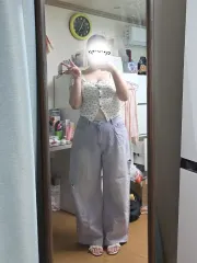 オーバーサイズ ピンクウォッシュ ラベンダー ライトブルー ダメージ ワイドデニム ダメージデニム