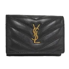 SAINT LAURENT オリガミタイニーウォレット 三つ折りコンパクト財布 レザー ブラック 668274