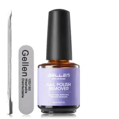 Gellen ジェルネイルリムーバー 15ml 除光液 アセトンフリー 簡単オフ 爪にやさしい セルフネイル用 ジェルオフリムーバー スチールプッシャー付き 3～5分で素早く除去