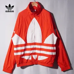 アディダス オリジナルス adidas ORIGINALS ナイロンジャケット L オレンジ ロゴ刺繍 90s デザイン ラグラン ビッグロゴ トレフォイル ストリート スポーツミックス 古着 E422