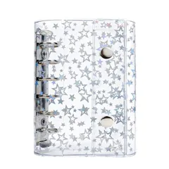 Livify plus シール帳 透明 女の子 台紙 はがせる A7 星柄入り ミニ6穴 バインダー リフィル かわいい デコシール カード シール手帳 推し活用 リフィル10枚セット (A7 星柄)