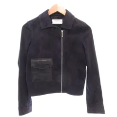 ヒューゴボス HUGO BOSS スエードブルゾン ジャケット ジップアップ レザー切替 34 紺 ネイビー /FF ■GY62のサムネイル
