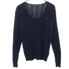 POLO RALPH LAUREN ポロラルフローレン 長袖 Vネック ケーブル ニット L ネイビー セーター メンズ 古着