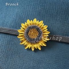 해바라기 오오도리에 브로치 골드 선 플라워 기모노 유카타 오오도리 일본화 여름 향일 아오이 화려한 어른 귀여운