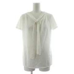 コムサイズム COMME CA ISM ボウタイブラウス カットソー M 白 ホワイト 半袖 /KU ■GY61