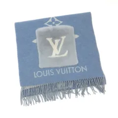 LOUIS VUITTON コールドレイキャビック マフラー カシミア１００％ ライトブルー×ホワイト M76342 AL0230 モノグラムジャイアント