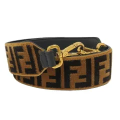 FENDI ショルダーストラップ FFロゴ ベロア ブラウン