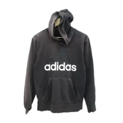 アディダス adidas パーカー プルオーバー M 黒 ブラック 長袖 ロゴプリント /HO1 ■ECA002