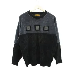 ランセル LANCEL モールニット セーター M 紺 ネイビー 黒 ブラック 長袖 総柄 /HO64 ■ECB002のサムネイル