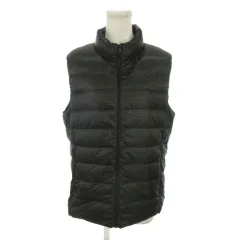 ユニクロ UNIQLO ダウンベスト XL 黒 ブラック チェック柄 スタンドカラー ノースリーブ /MN23 ■ECA003